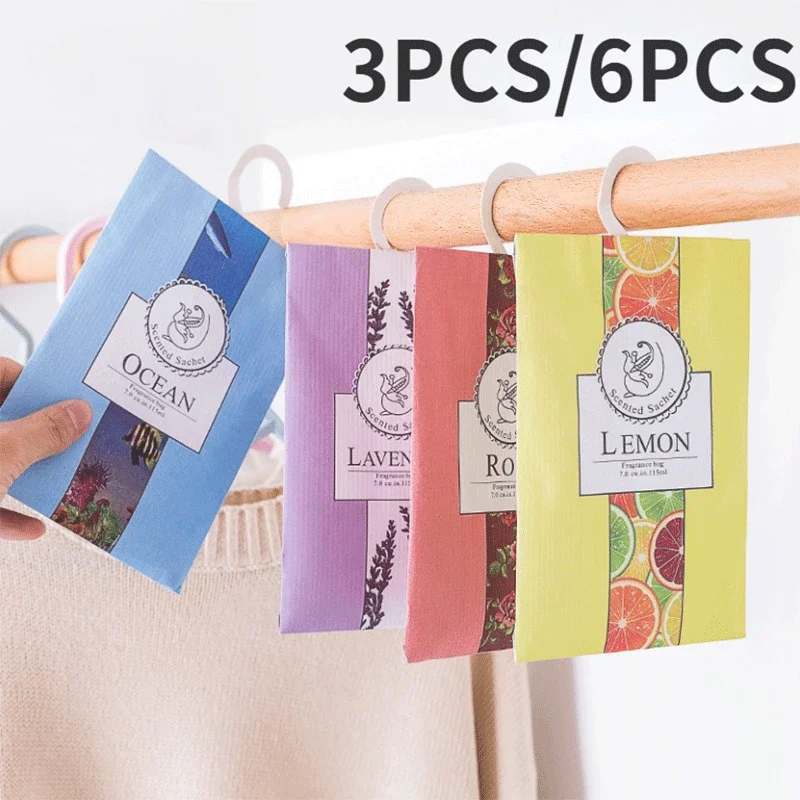 Natural Sachet Aromatherapy Bag Hanging Fragrant Sachet For Wardrobe Closet Car Fragrance Air Freshening Home Supplies 3/6pcs