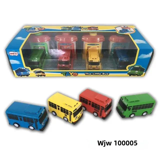 Tayo The Little Bus 1004/ 2004 Playset 4pc/Set Launch Pad Set Cartoon Car Toy Tayo Pull-Back Car Large Size With Openable Doors 3