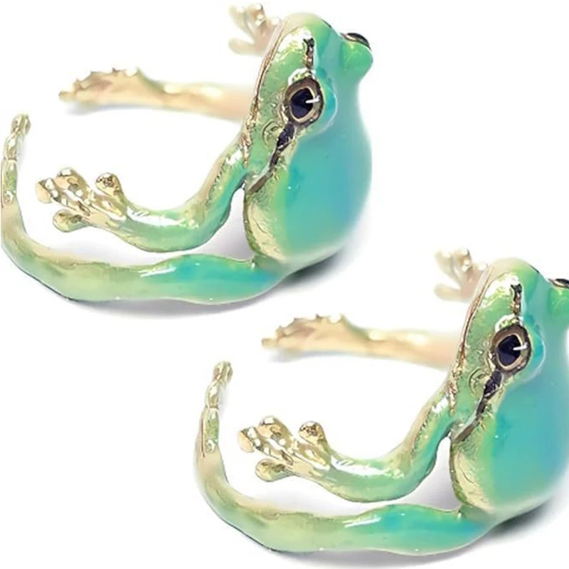 Bague grenouille réglable vert pour homme et femme élégante_voghion.com