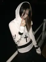 Seeslim à capuche imprimé lettre graphique t-shirts femme vêtements jeune à manches longues 2000s vêtements Y2k t-shirts femme vêtements automne 6