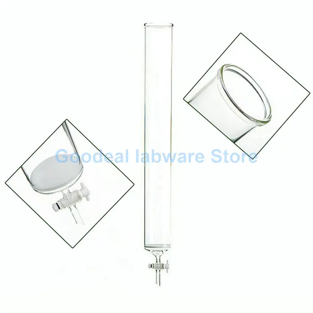 1pcs Lab glass chromatography filter column with PTFE piston (glass