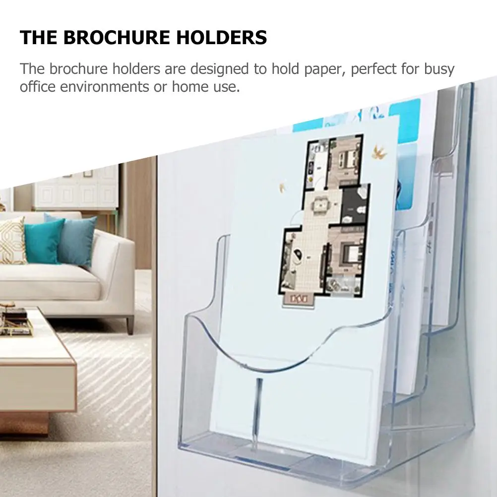 2pcs A5 Acrylic Brochure Display Stand Rack Flyer Holder Magazine Organizer Plastic Literature Rack Document Storage