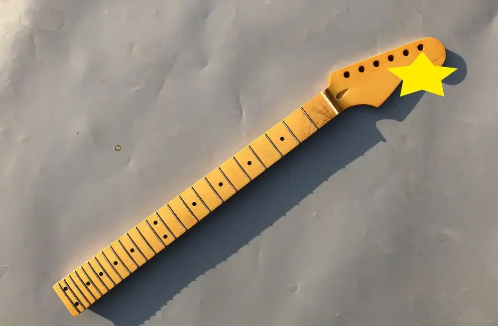 

Maple 24 Fret Guitar Neck 25.5 Inch Dot Inlay Maple Fretboard Matte Yellow Paint with Back Strip Bolt on Heel for ST Style