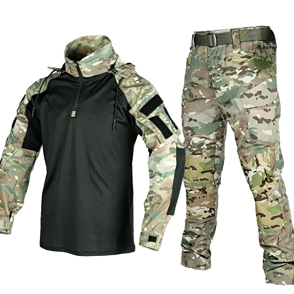 Tactical Shirt Pants Suit Men Camo Long Sleeve Military Training Uniform Outdoor Army Fans Combat Tops Trousers Sets Workwear