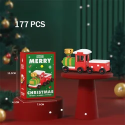 Festive Holiday Micro Building Blocks Set - Santa, Christmas Tree, Reindeer, Snowman Elements - Ideal Gift for With - box (Xmas Train Blocks)