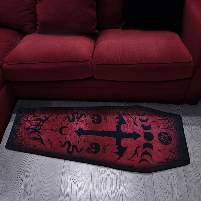 HXTOriginalBloodyMaryCarpetDarkGothicCoffinFloorMatPentagram