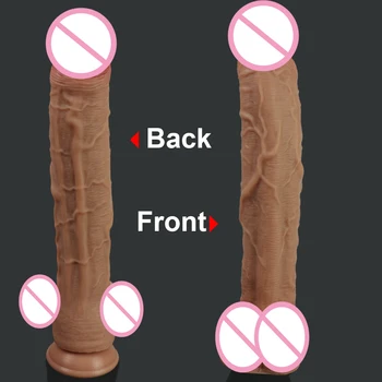 Big Dildo Erotic Soft Double-layer Silicone Long Dildos Realistic Penis Suction Cup Dick for Anal Orgasm Adult Sex Toy for Woman 6