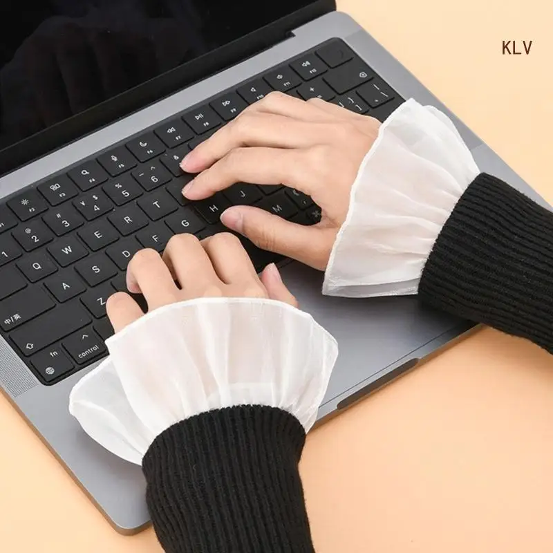 Wrist Cuffs for Women Lady Teens, Detachable Hand Sleeves for Sweater Blouses Coat Lace MeshFalse Flared Sleeves
