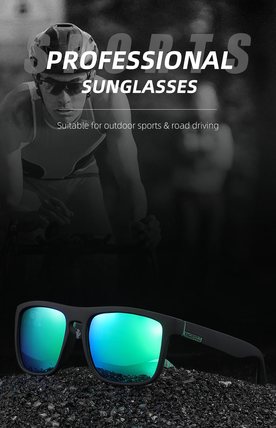Description Picture 2 of itemVAGHOZZ 2024 Brand Design New  Sunglasses Men Driving Square Male Sun Glasses UV400 Women Fishing Eyewear