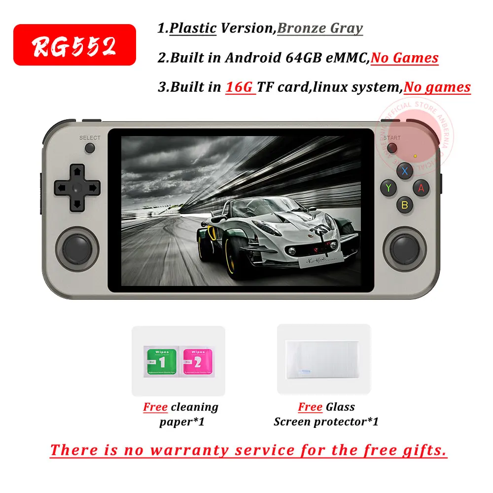 ANBERNIC RG552 144GB 15000+ Games LPDDR4 4GB RAM Android 7.1 Linux WiFi  Online Retro Handheld Video Game Console Tablet for PSP PS1 WII NGC NDS N64  DC 5.36 Inch IPS Screen Sale 