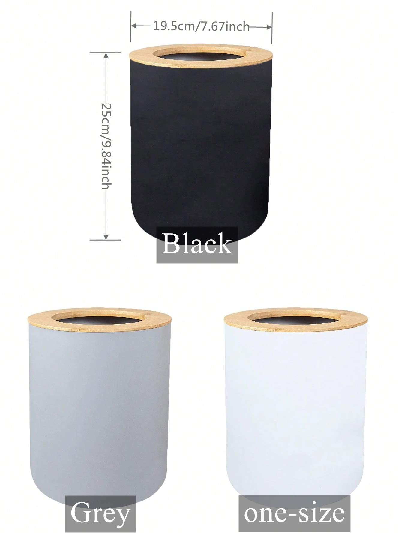 Sleek Black Plastic Waste Bin for Modern Kitchens and Bathrooms