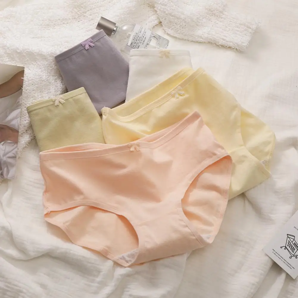 

Женские мягкие эластичные трусики со средней талией и бантом