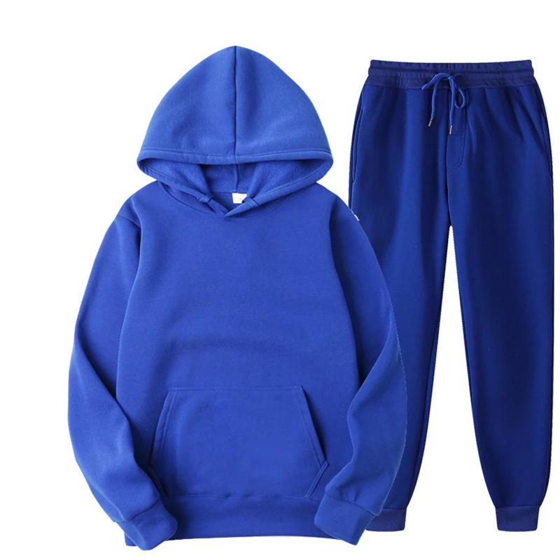 2024 autumn/winter new men's and women's solid color hoodie+high-quality casual jogging pants two-piece set