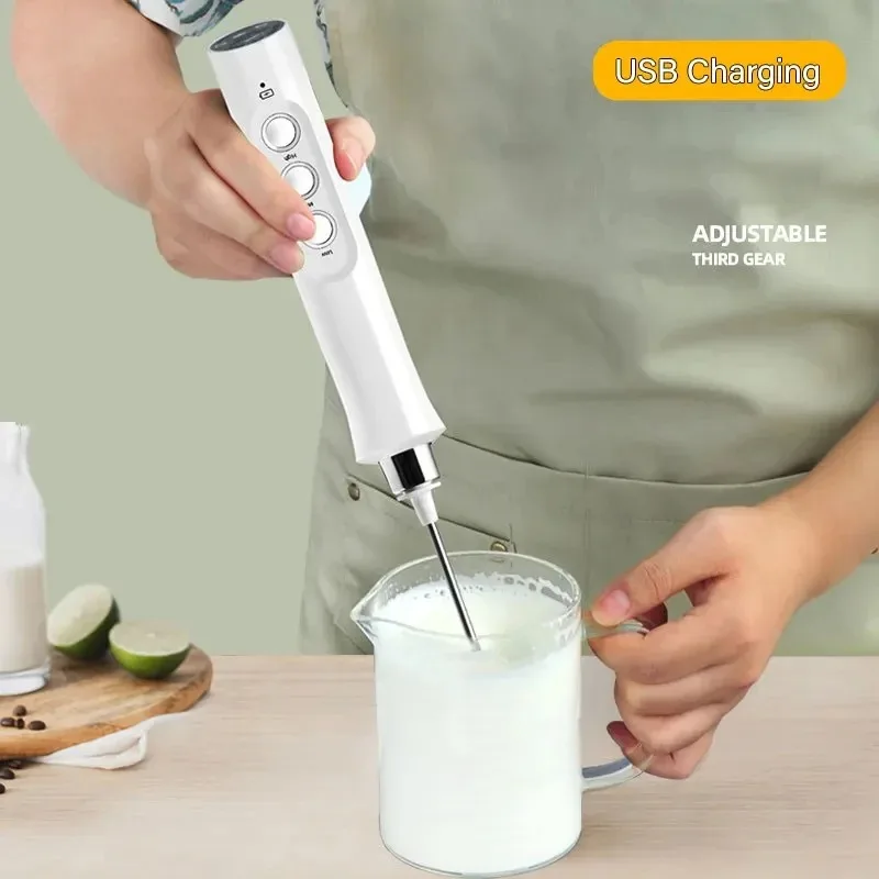 3 In 1 Portable Rechargeable Electric Milk Frother Foam Maker Handheld Foamer High Speeds Drink Mixer Coffee Frothing Wand 4