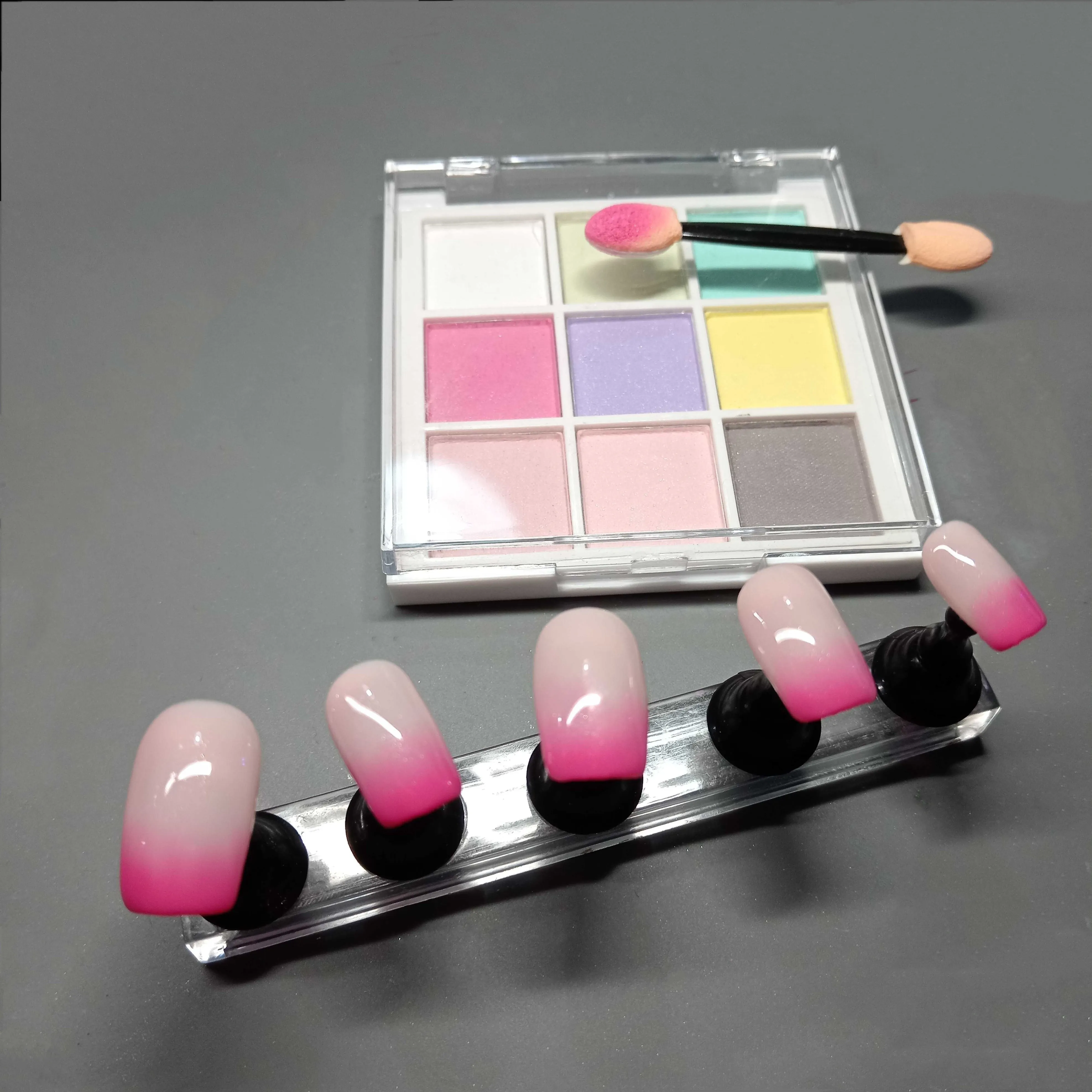 Nail Powder 9-Grid Light Color Gradient Eye Shadow Palette Nail Art Holographic Glitter For Fingernails DIY Art Supplies #9