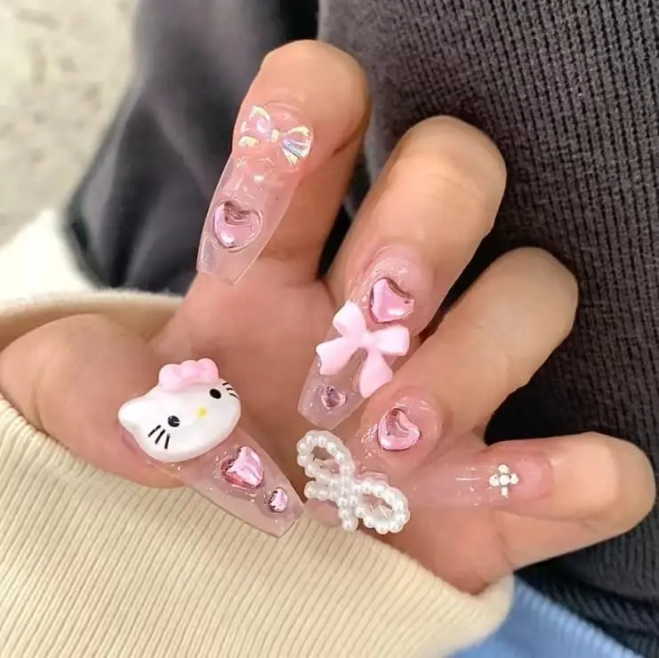 Acrylic Nail Designs With Hello Kitty