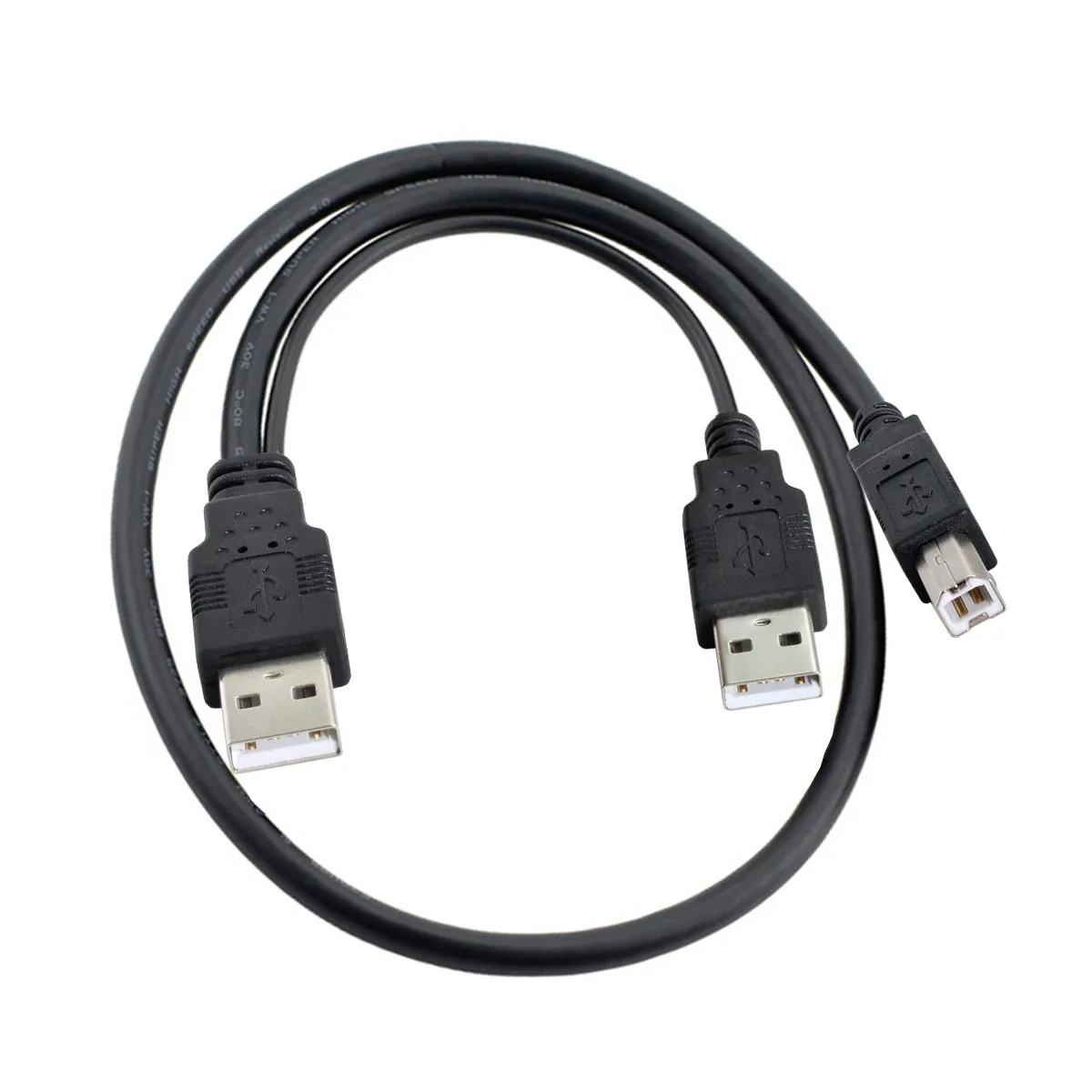 Zihan Dual USB 2.0 Male to Standard B Male Y Cable 80cm for Printer & Scanner & External Hard Disk Drive charging cable usb charging cable