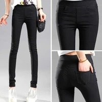 Elegant Solid Straight Pencil Pants Fashion Women Skinny Office Lady Commute Slim Sweatpant Casual Elastic Stretch New Trousers