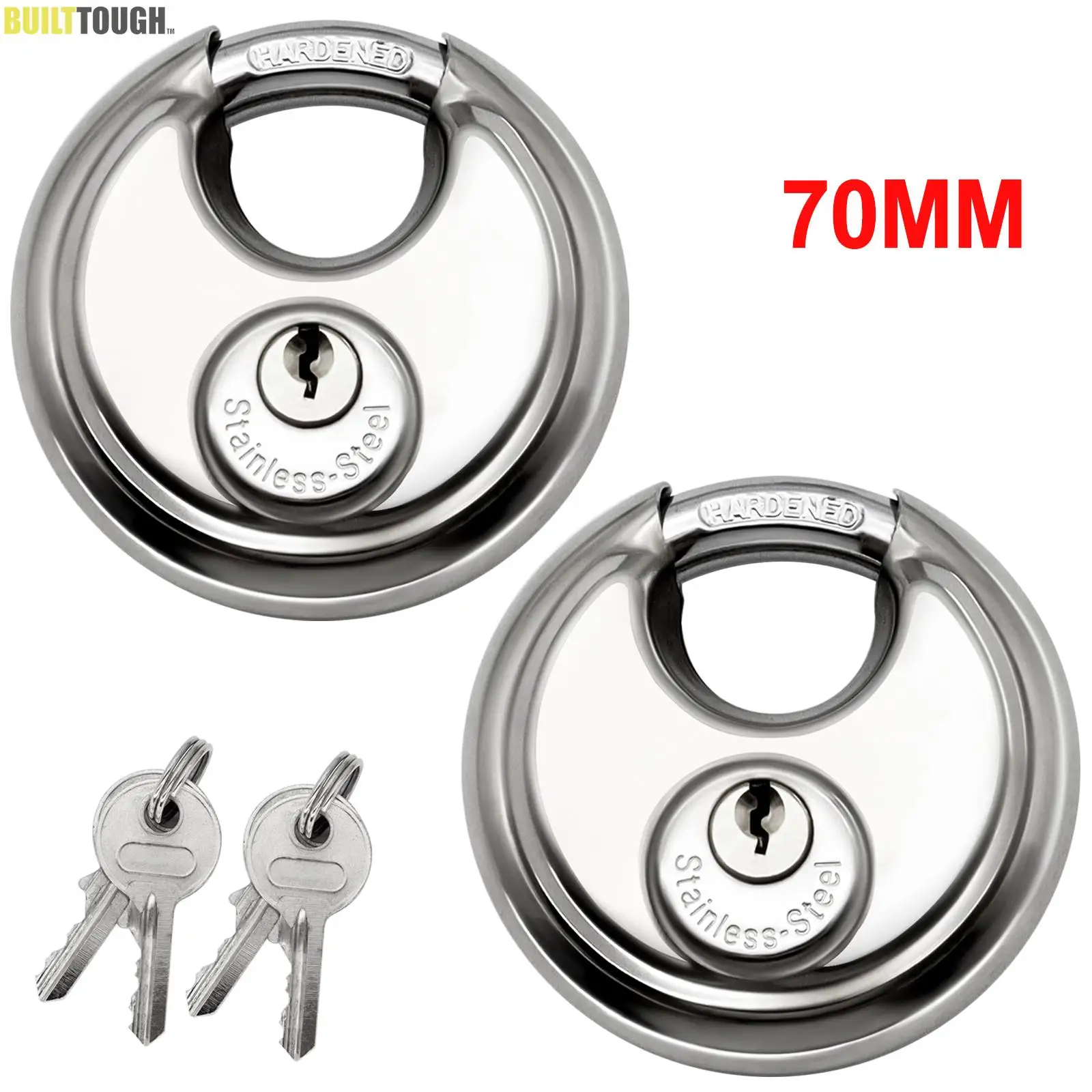 2Pcs 70Mm Great Discus Lock Lucchetto Rotondo Leggero Riutilizzabile Antifurto Heavy Duty Trailer Caravan Round Disc Lock Serrature Per Porte