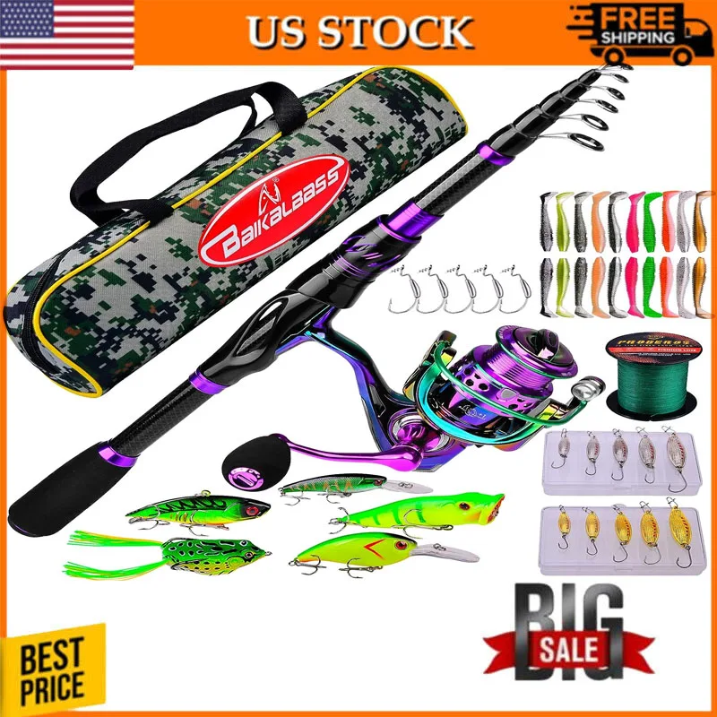 Tackle Set - Fishing Rods Kit Left Handed Baitcasting Reel Combos - Sea  Saltwater Freshwater Ice Bass Fishing