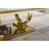 Marble Top Coffee Table, Rectangular Living Room Table Marble Cocktail Table Mirrored Stainless Steel U-Base, Sofa Coffee Table 5