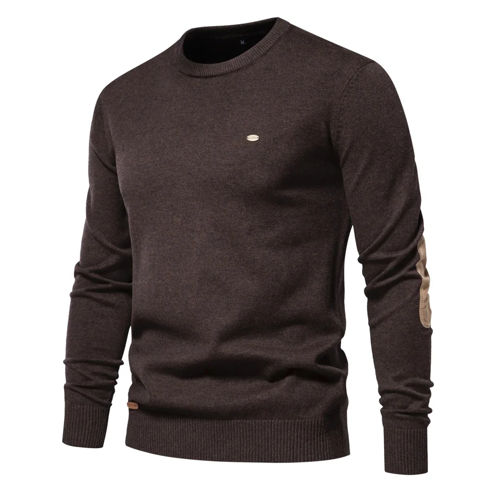 2023 New Men's Autumn Cotton Sweater O-Neck Paneled Sleeve Pullover Men's Solid Color Warm Winter Men's Sweater Warm  Pullover new 2020 baby boys girls sweater kids pullover solid color cotton knitwear sweater brand cotton long sleeve children knit tops