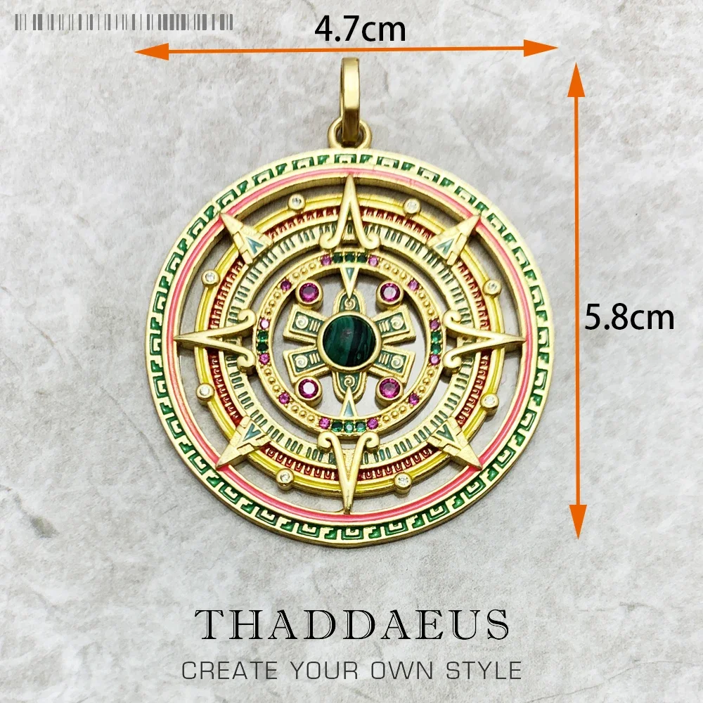 Silver pendant Magic Amulet Mythical Aztec Tiger Chakra Asian Ornaments Compass Africa Pendant Jewelry 925 Sterling Silver Gift for Woman Men