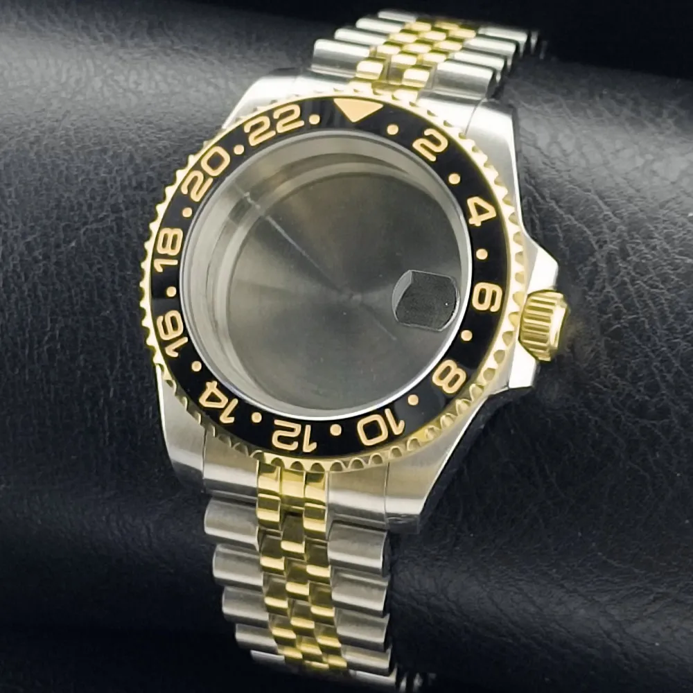 Premium GMT Watch Case with Bidirectional Sapphire Bezel and Slide Buck, 40MM, 5Bar Water Resistance