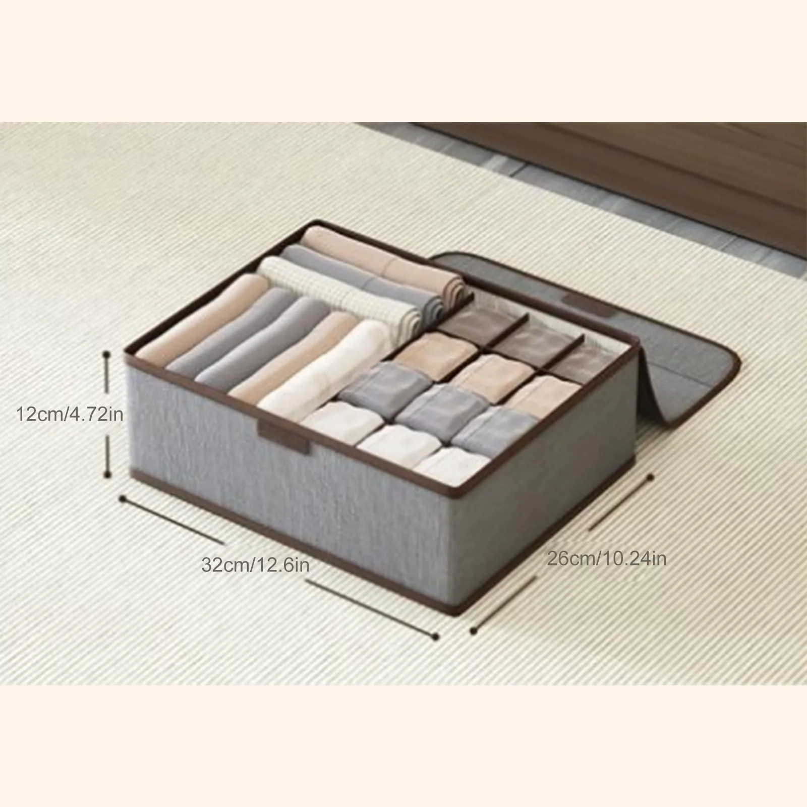 Foldable Fabric Storage Bins for Socks Underwear Bras Ties Scarves, Underwear Storage Box Household Sorting Box 13 Compartments 4