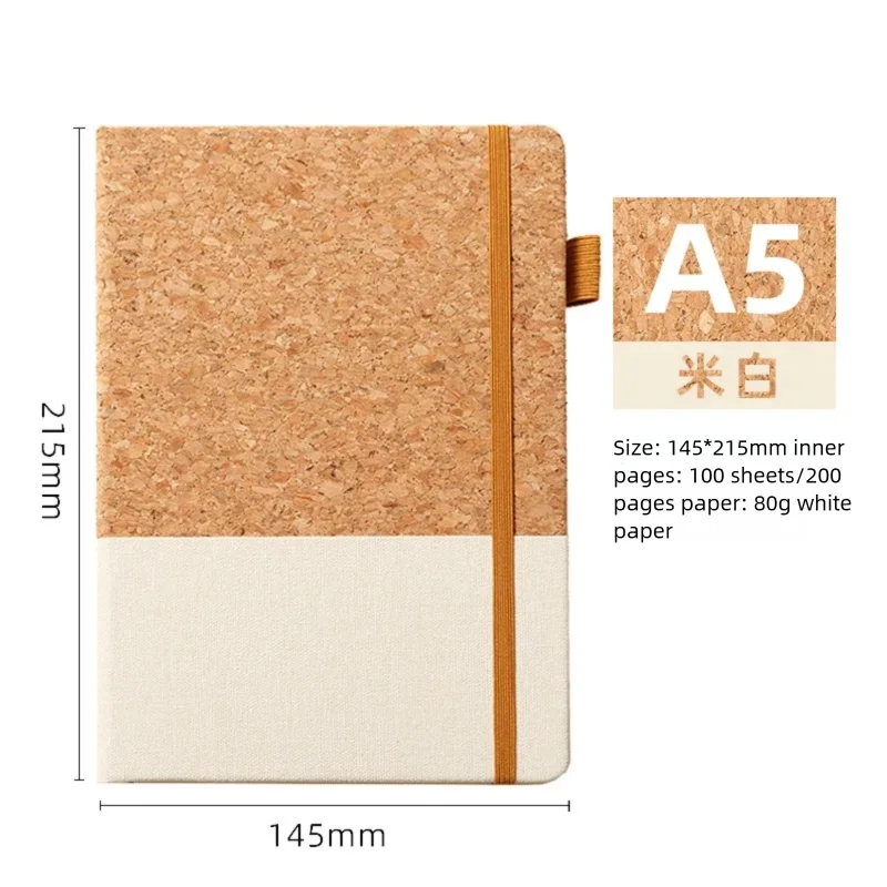 Eco-Friendly Recycled Cork and Straw Minimalist Notebook