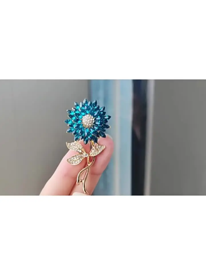 Sunflower Brooches For Women - Cubic Zirconia Flower Brooch Pin, Gold Or Silver, Rhinestone Floral Clip For Clothes, Lapel Jewelry