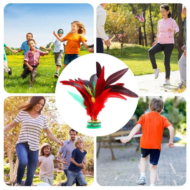 Jianzi Shuttlecock Kick Shuttlecock Chinese Jianzi Colorful Feather Kick Shuttlecock Indoor Outdoor Game Interactive Foot Sports Toy