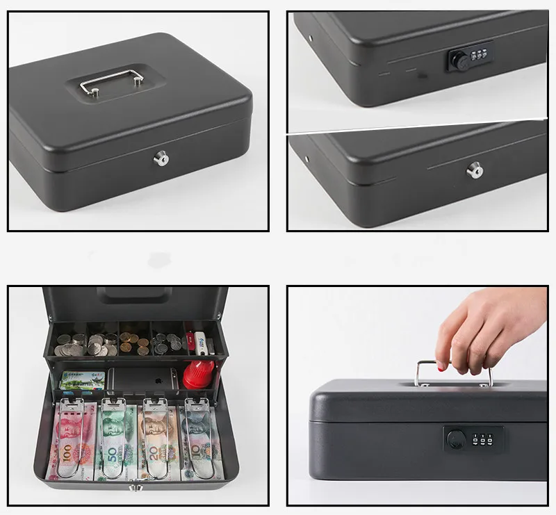 Lockable Mini Safe Box, Cash Box, Treasures, Supermarket, Convenience Store, Collection Safe Coins Boxes