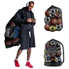Large Mesh Ball Bag Drawstring Bag for Storage Soccer Basketball Volleyball Training Bags Black Sports Bag with Shoulder Straps 1