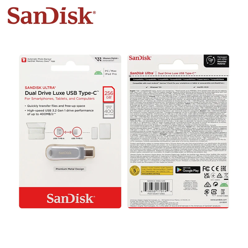 محرك أقراص SanDisk DDDC4 USB 3.1 Ultra Drive Luxe...