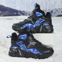 Thickened Cotton Children's Sports Shoes Waterproof Winter Boots for Boys Toddler Kids Cotton Leather Surface Warm Lined