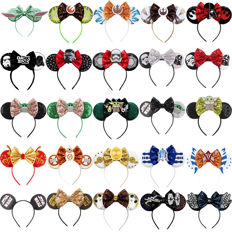 Disney STAR WARS Hair Accessories Women Rebel Alliance Grogu Yoda Ears Headbands Girl Darth Vader Imperial Stormtrooper Hairband disney star wars hair bands women grogu yoda headbands for girls darth vader hair accessories kids rebel alliance ears headwear