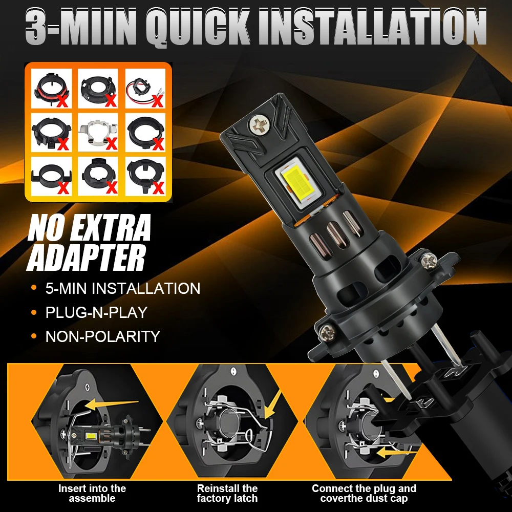 2PCS H7 LED 헤드라이트 전구 매우 안정적인 고출력 1000W 칩 IP68 방수 자동 헤드램프 슈퍼 브라이트 눈부심 방지 안개등