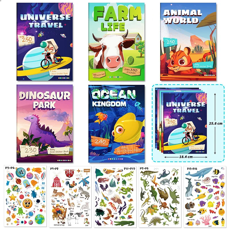 Libro De Pegatinas Reutilizables Para Niños – Escenas De Insectos, Animales, Espacio Y Océano, Aprendizaje Divertido Sin Pantallas