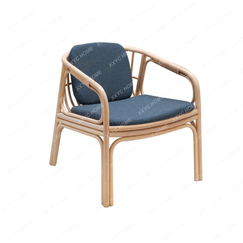 

Rattan Small Table and Chair Combination Couch Armrest Backrest Chair Solid Wood Dining Chair