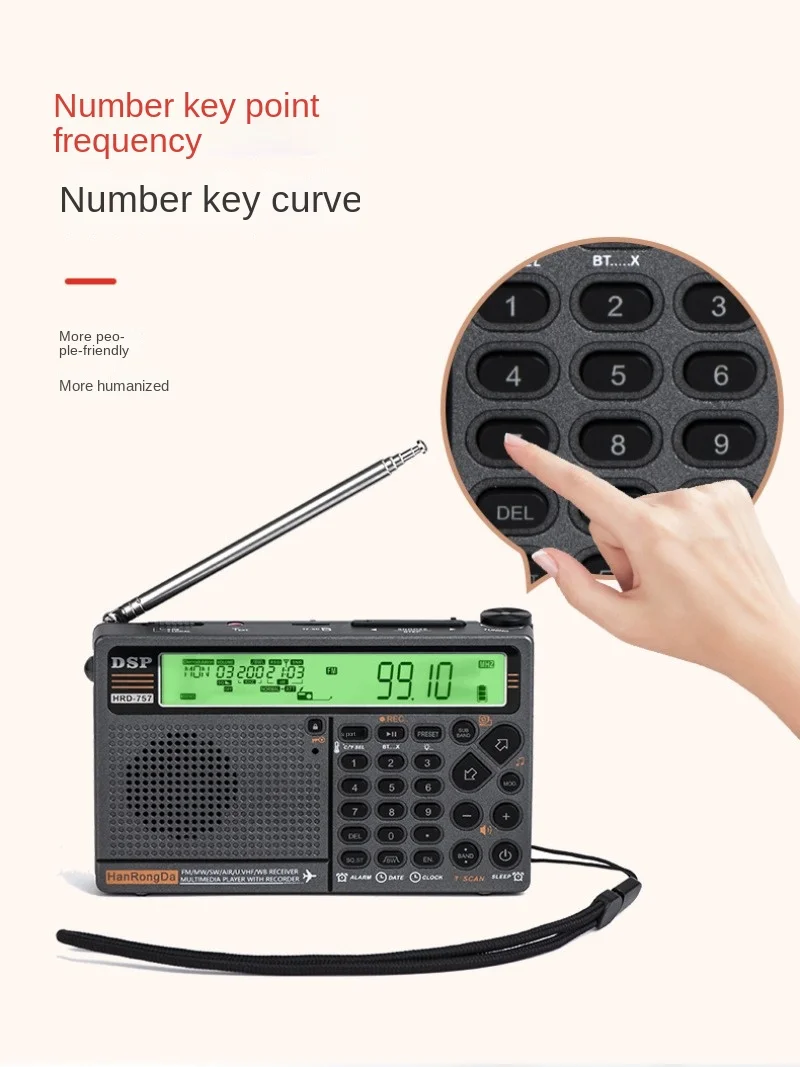 HanRongDa HRD-757 HRD757 AM/FM/SW HF/UHF/VHF/Airband Full Band Radio Bluetooth TF Card Play APP Remote Control SOS Alarm radio receiver