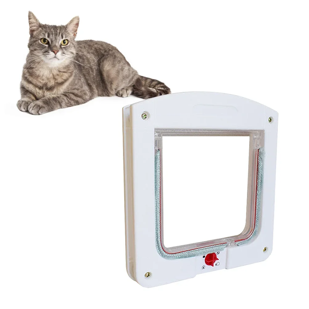 Controllable Pet Entry and Exit Window Cat Door Cat Safe Hole Window Door Pet Supplies Size S White