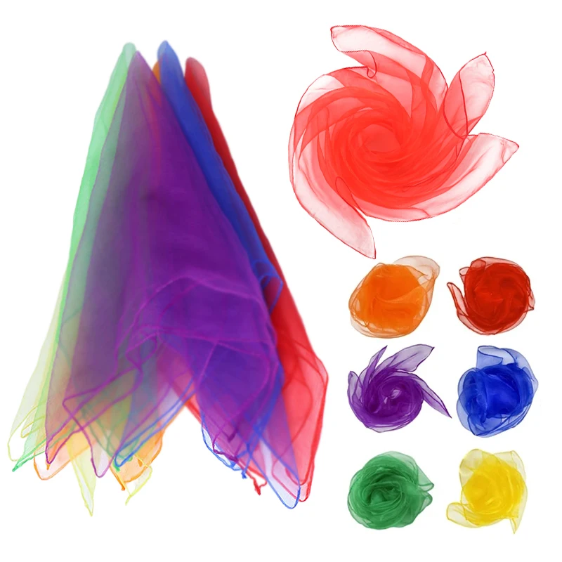 Vibrant Multi-Color Chiffon Silk Scarf for Performance and Dance