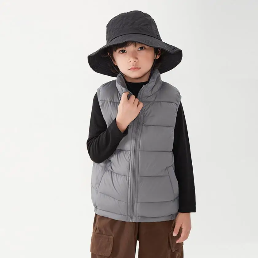

2023 Autumn Winter New Children's Waistcoat Windproof Waterproof Outwear Boys Girls Ultra Light Down Jacket Vest A3021