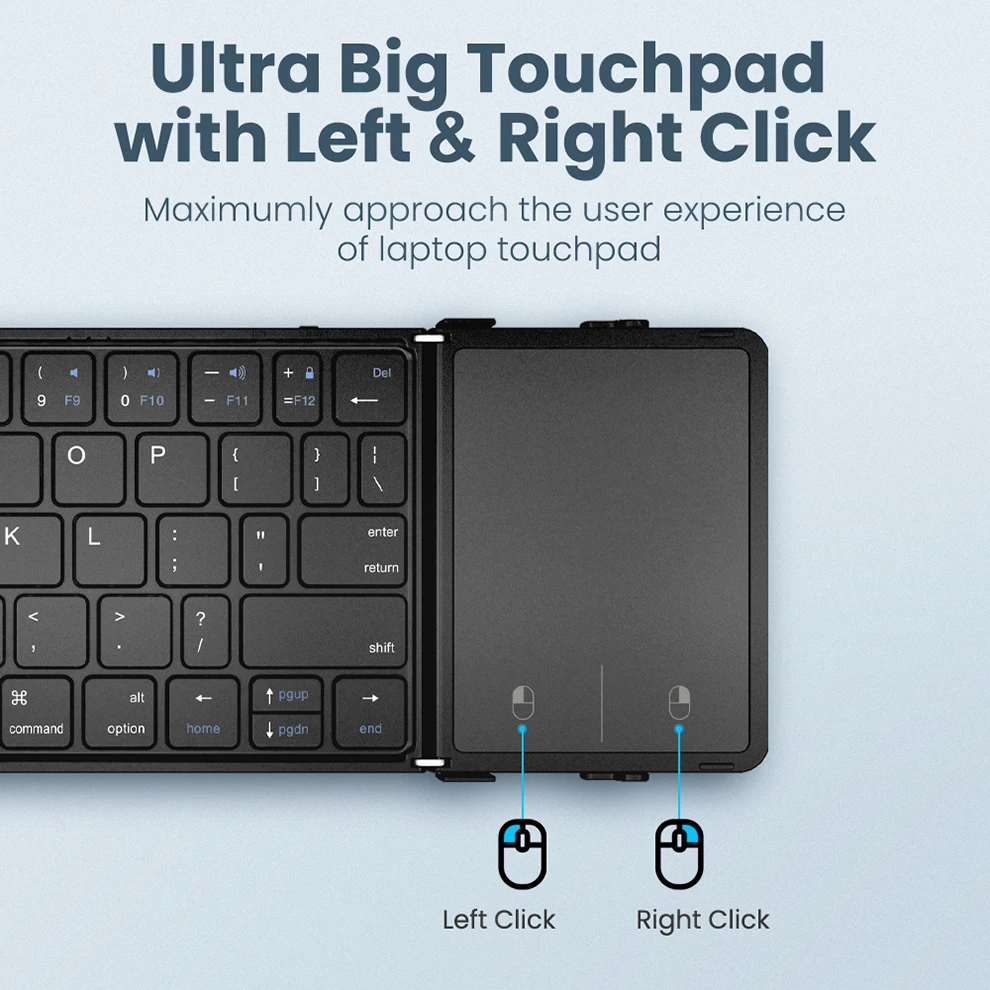  LAMA Folding Bluetooth Keyboard, Mini Wireless Keyboard with  Touchpad, Portable Ultra-Slim Foldable Keyboard for iPad Tablet Smartphone  iOS Android Windows PC, Gray+Black : Electronics