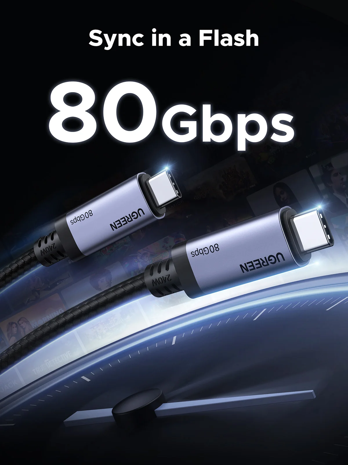 UGREEN High-Speed Aluminum Braided USB-C to USB-C Fast Charging Cable