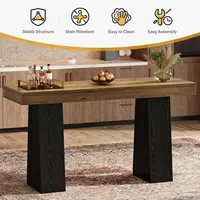 63-Inch Bar Height Table, Wood Rustic Counter Height Table, Rectangular Home Bar with Thickened Tabletop and Sturdy, Customized 5