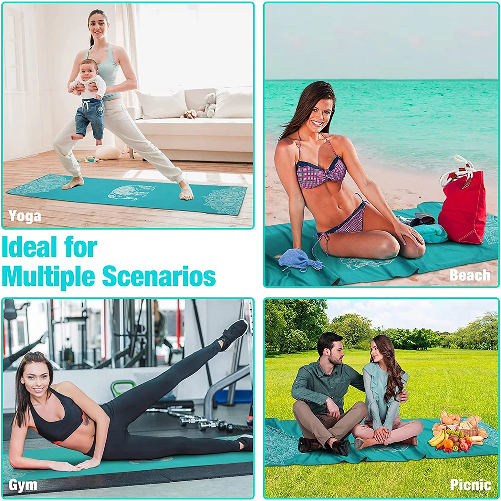 Non Slip Yoga Blankets 185*63cm Yoga Towel with Corner Pocket Hot Yoga Mat Quick Drying Sweat Absorption Gym Fitness Pilates 3