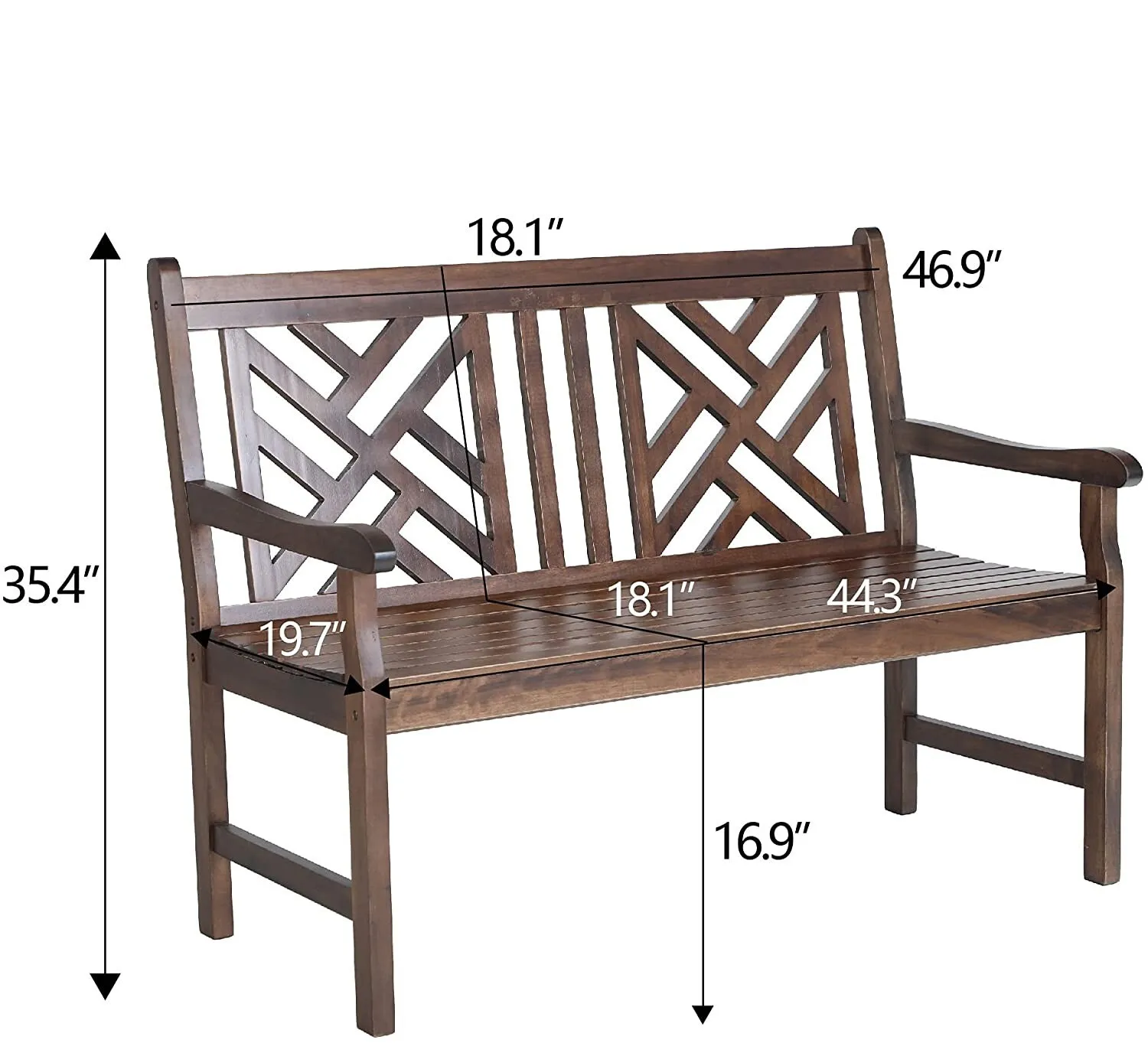 47" Heavy Duty Wooden Outdoor Garden Bench – 600lbs Capacity 4