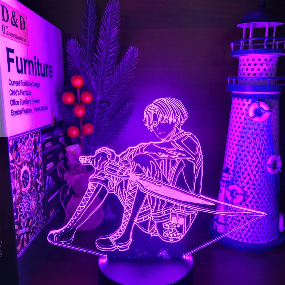 unicorn night light Attack On Titan 3D Anime Lamp Mikasa Levi Eren Armin LED Nightlights Colors Changing Shingeki no Kyojin Lampara night table lamps